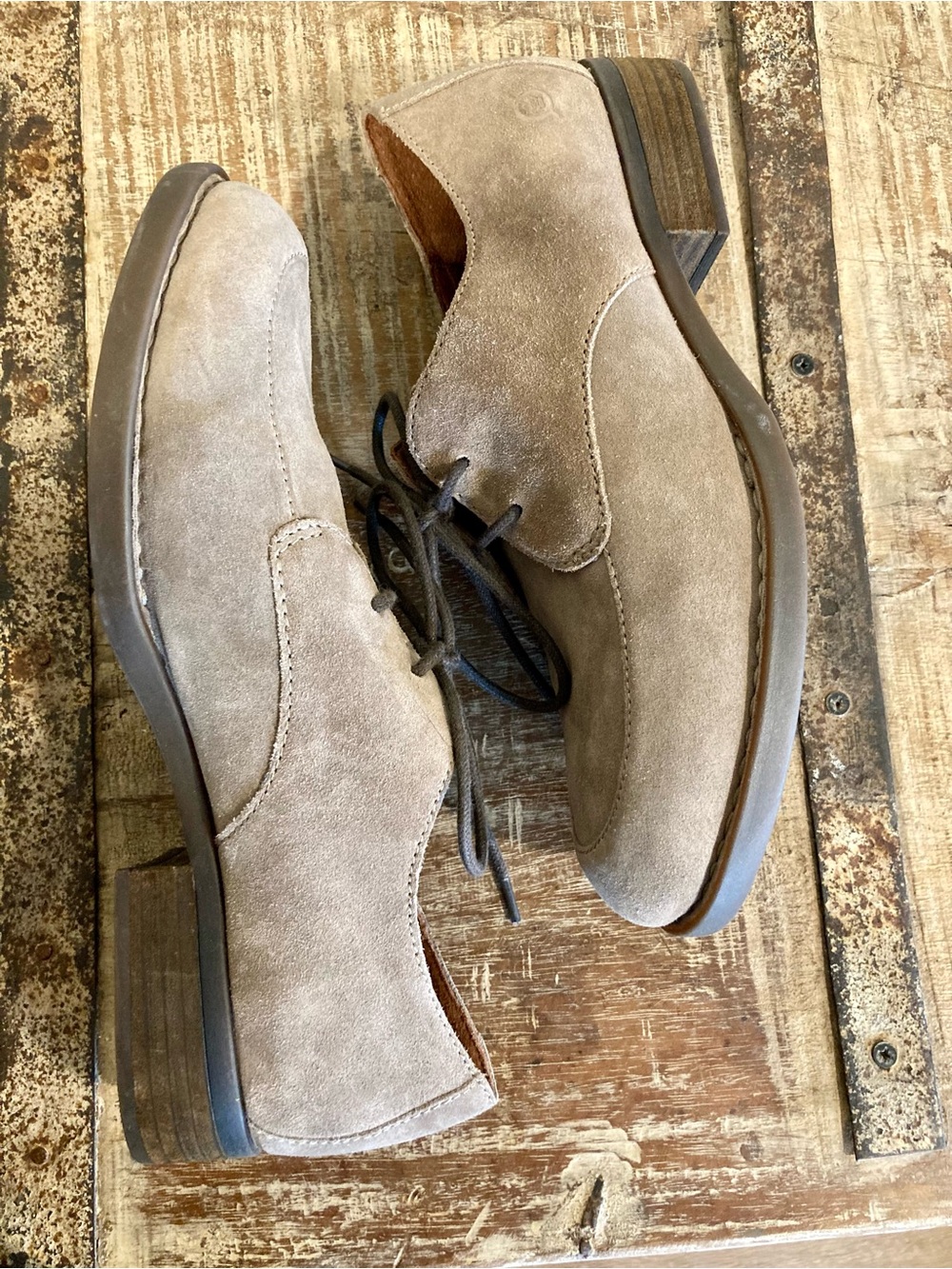 Born Women’s Taupe Suede Oxfords Lace-Up Loafers Size 9 Medium Width - Picture 7 of 14